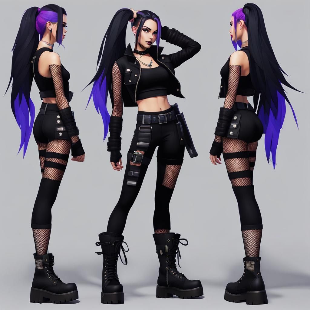 Rave Goth Girl in Fortnite Character Style