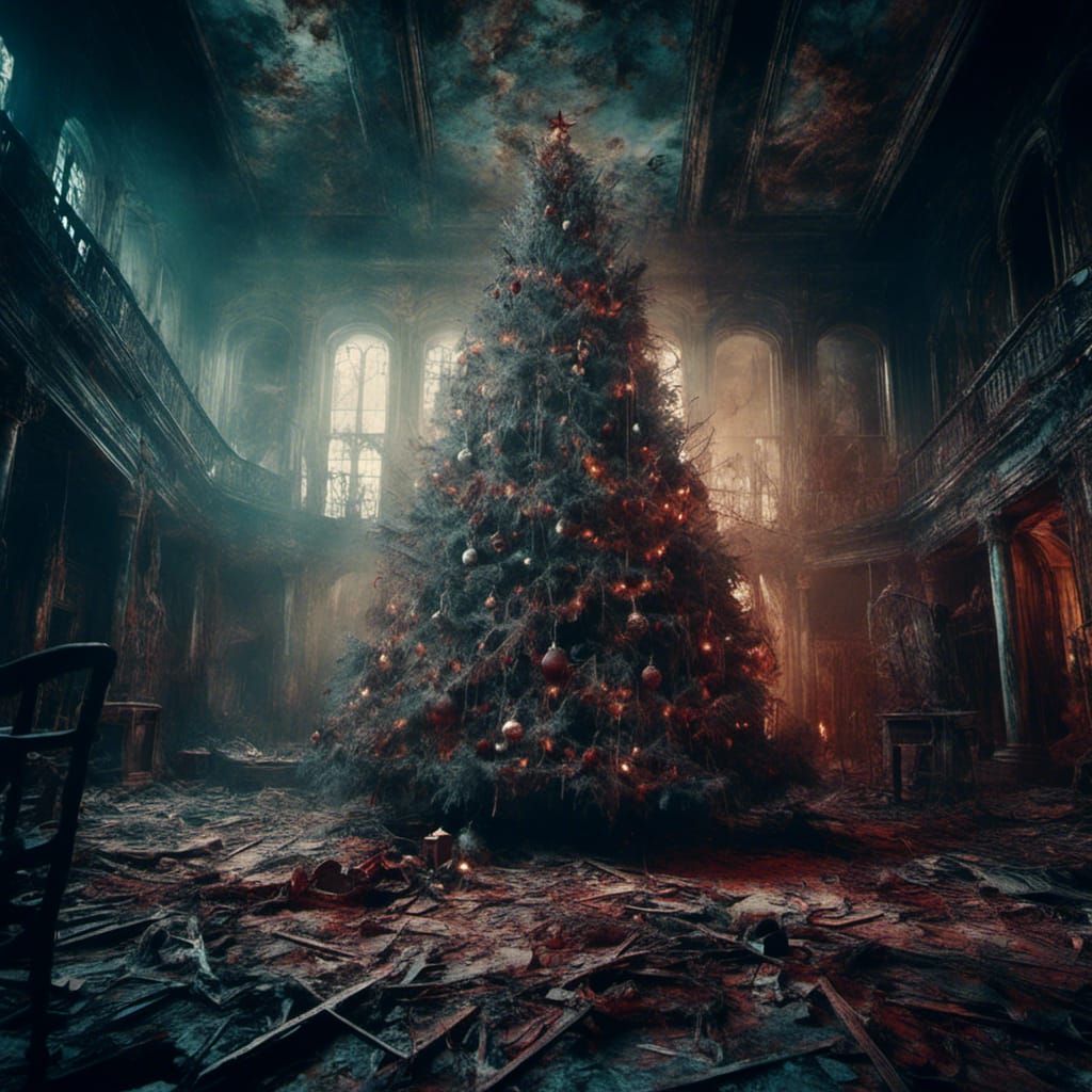 Macabre Evil Christmas Tree Digital Painting