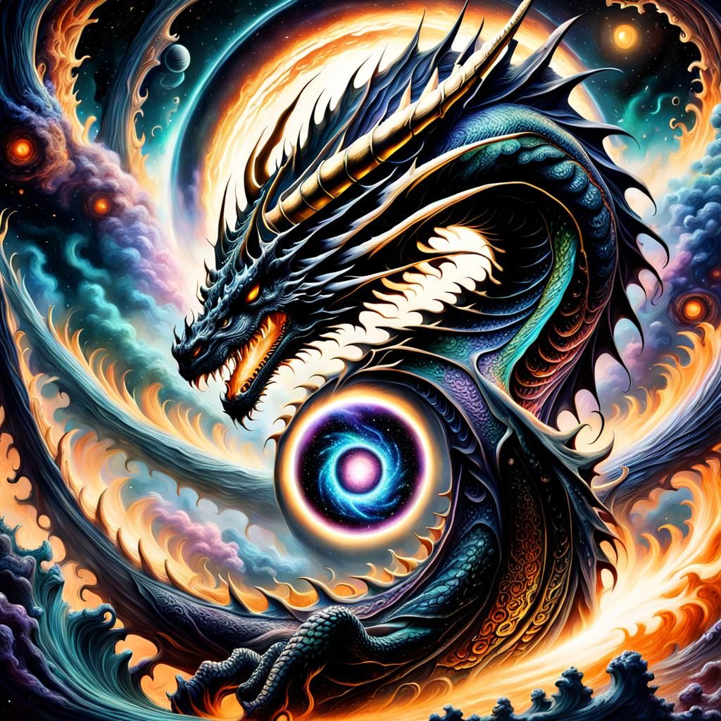 Vaporous Space Dragon Soaring Through Space