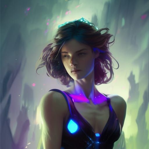 Girl with Glowing Blue Hands: Dark Fantasy Art