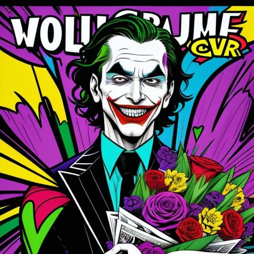 The Joker's Bouquet: Vibrant Comic Book Pop Art