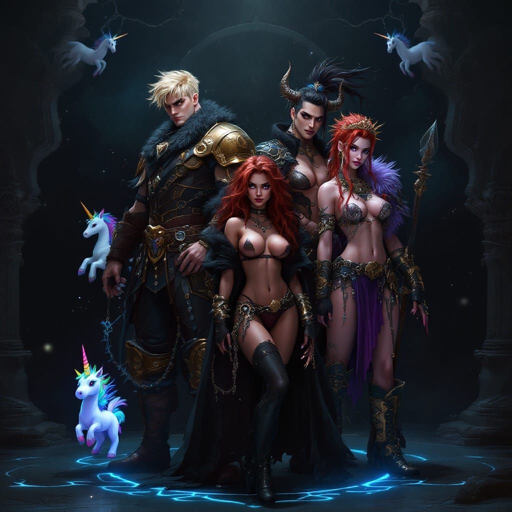 Fantasy Goth Adventurers in a Mystical Wonderland