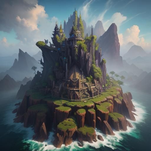 Detailed Coconut Matte Painting in Fantasy Art Style