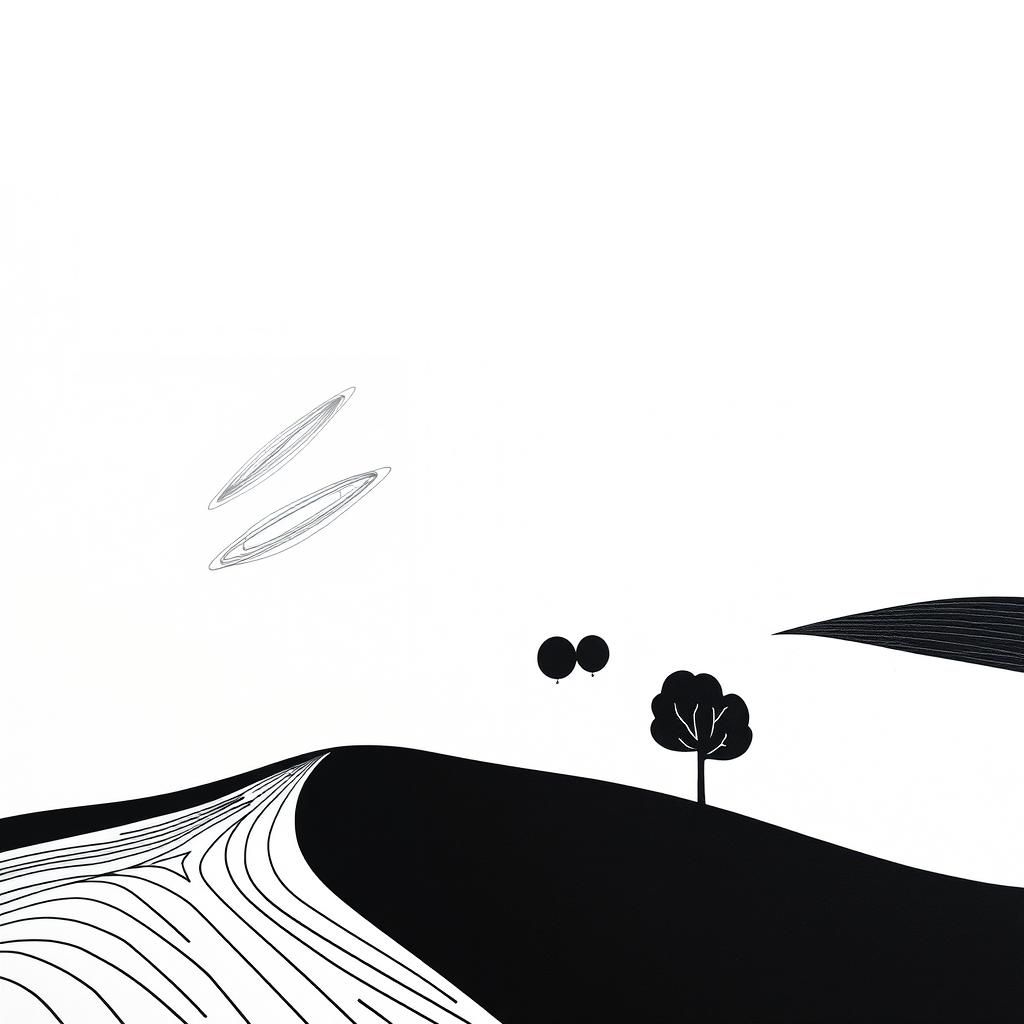 Minimalist Landscape Art with Geometric Shapes