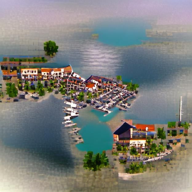 Picturesque Village Harbor Scene