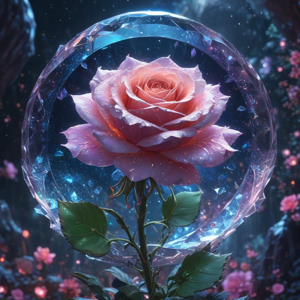 Epic Celestial Rose in Anime-Style Digital Art