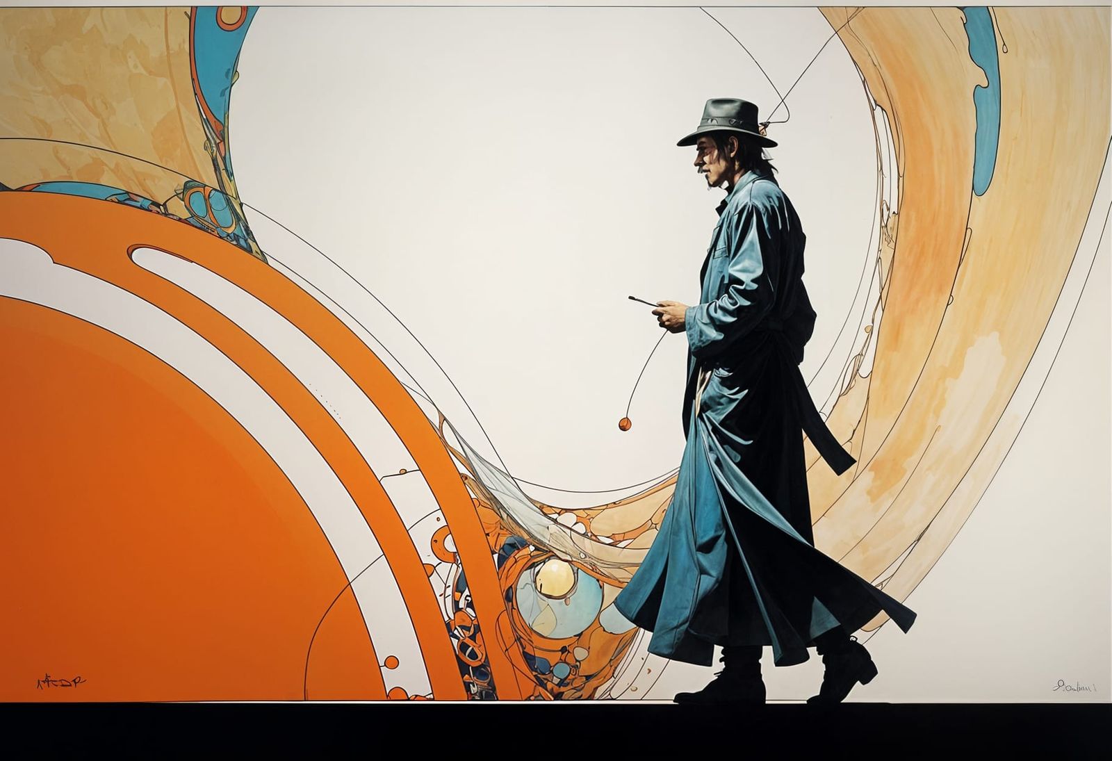 Abstract Art in Style of Moebius with Fine Details