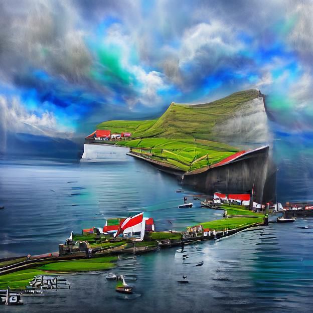 Faroe Islands, Denmark: Detailed 8K Painting