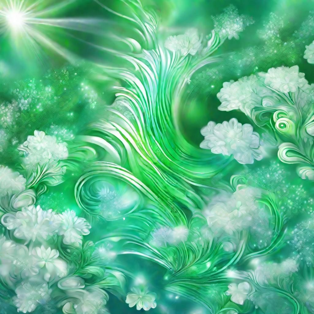 Green and White Floral Abstract Vector Fractal