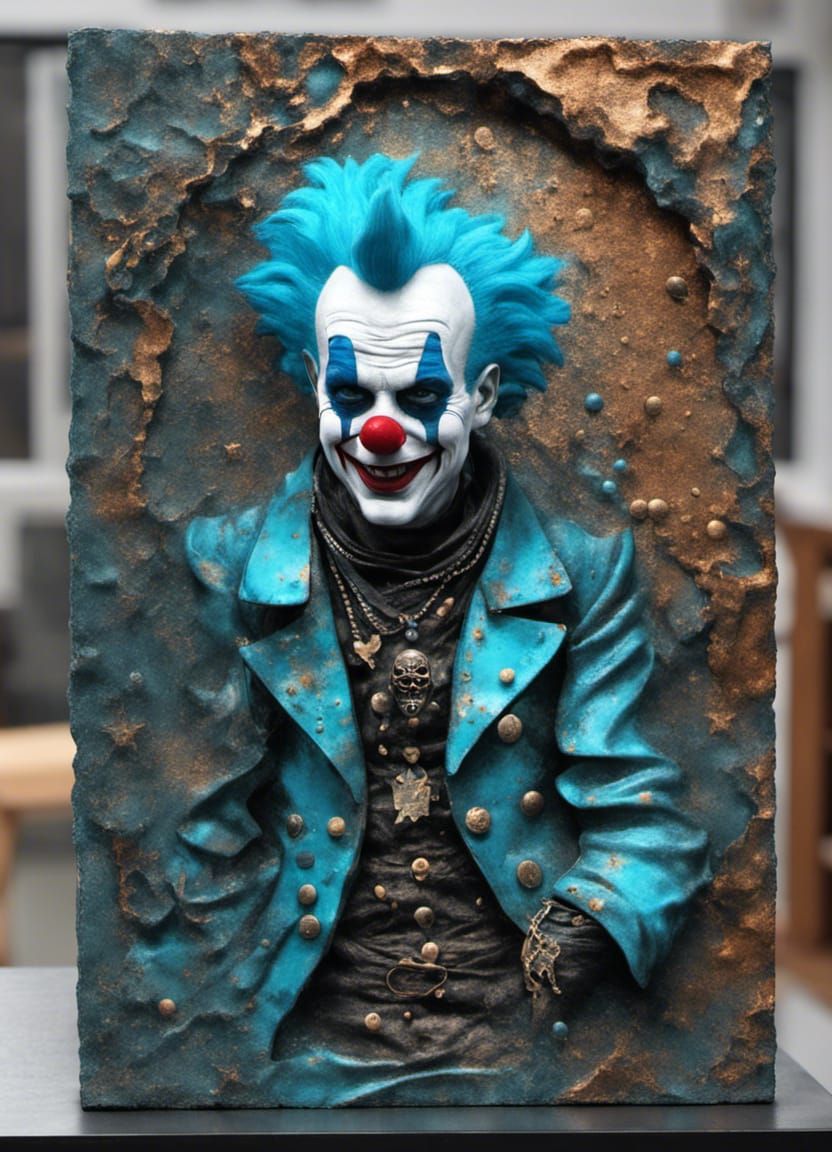 Blue-Haired Clown Pirate in 3D with Radiation Gel Paint