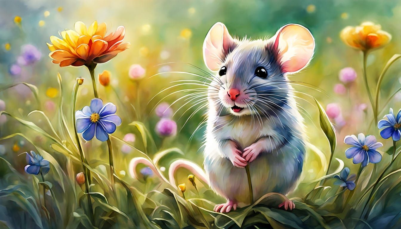 Enchanted Fantasy Meadow in Whimsical Digital Watercolor