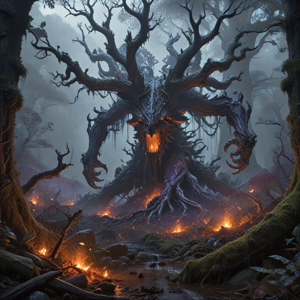 Ethereal Forest Scene in Vibrant Colors