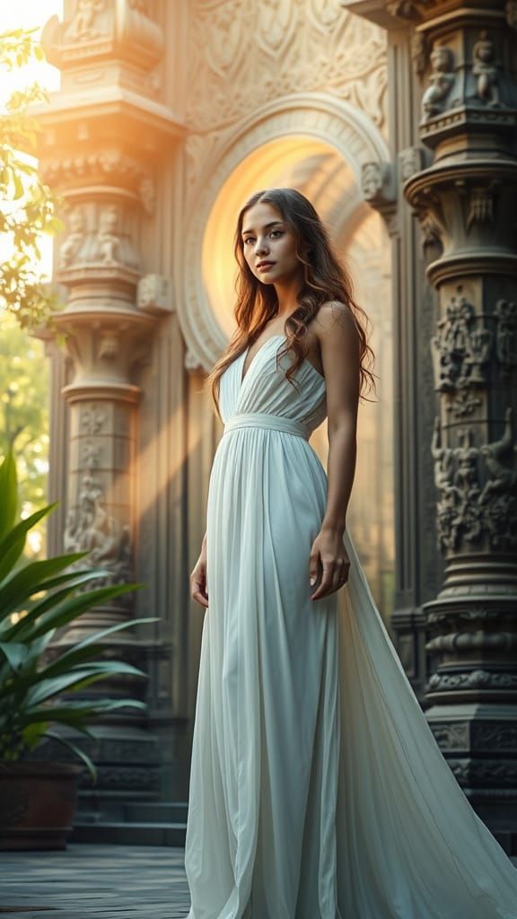 Ethereal Goddess in Sacred Temple Sanctuary