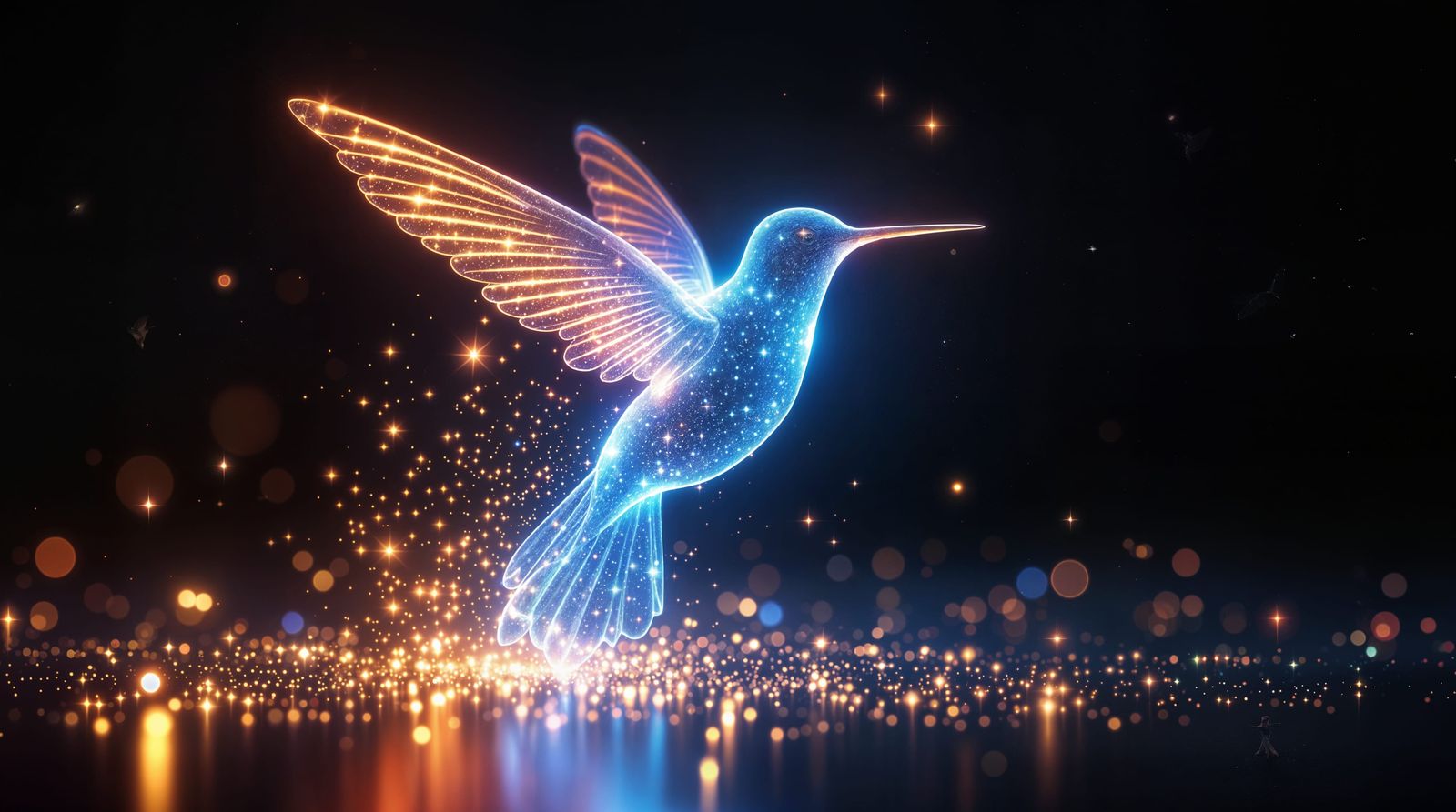 Luminescent Hummingbird in Holographic Projection