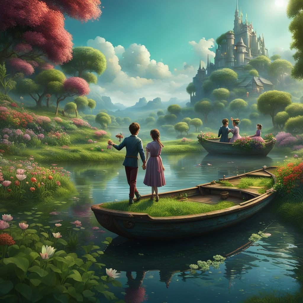 Dancing on a Boat: A Fantastical River Scene