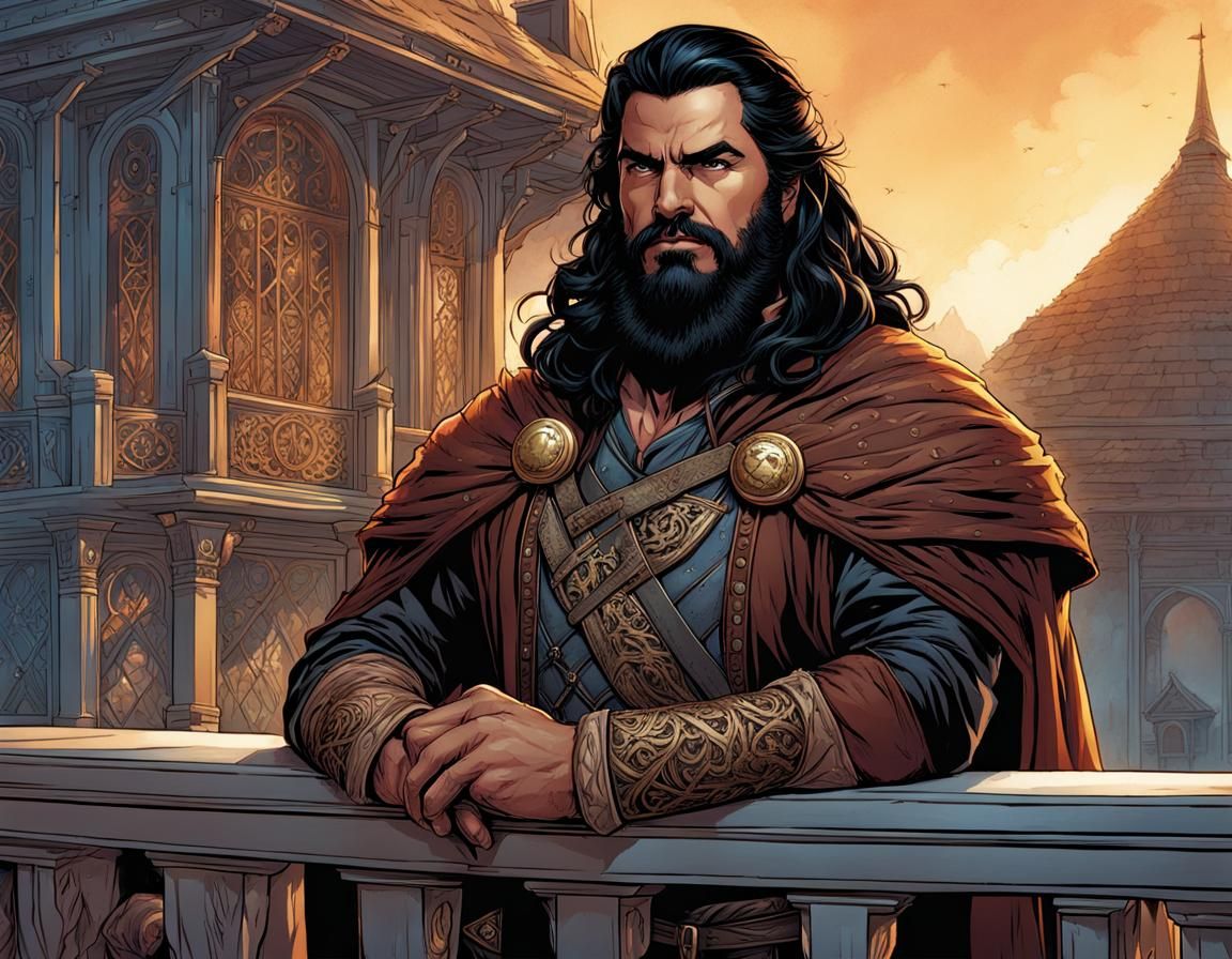 Middle-earth Leader in Comic Book Art Style