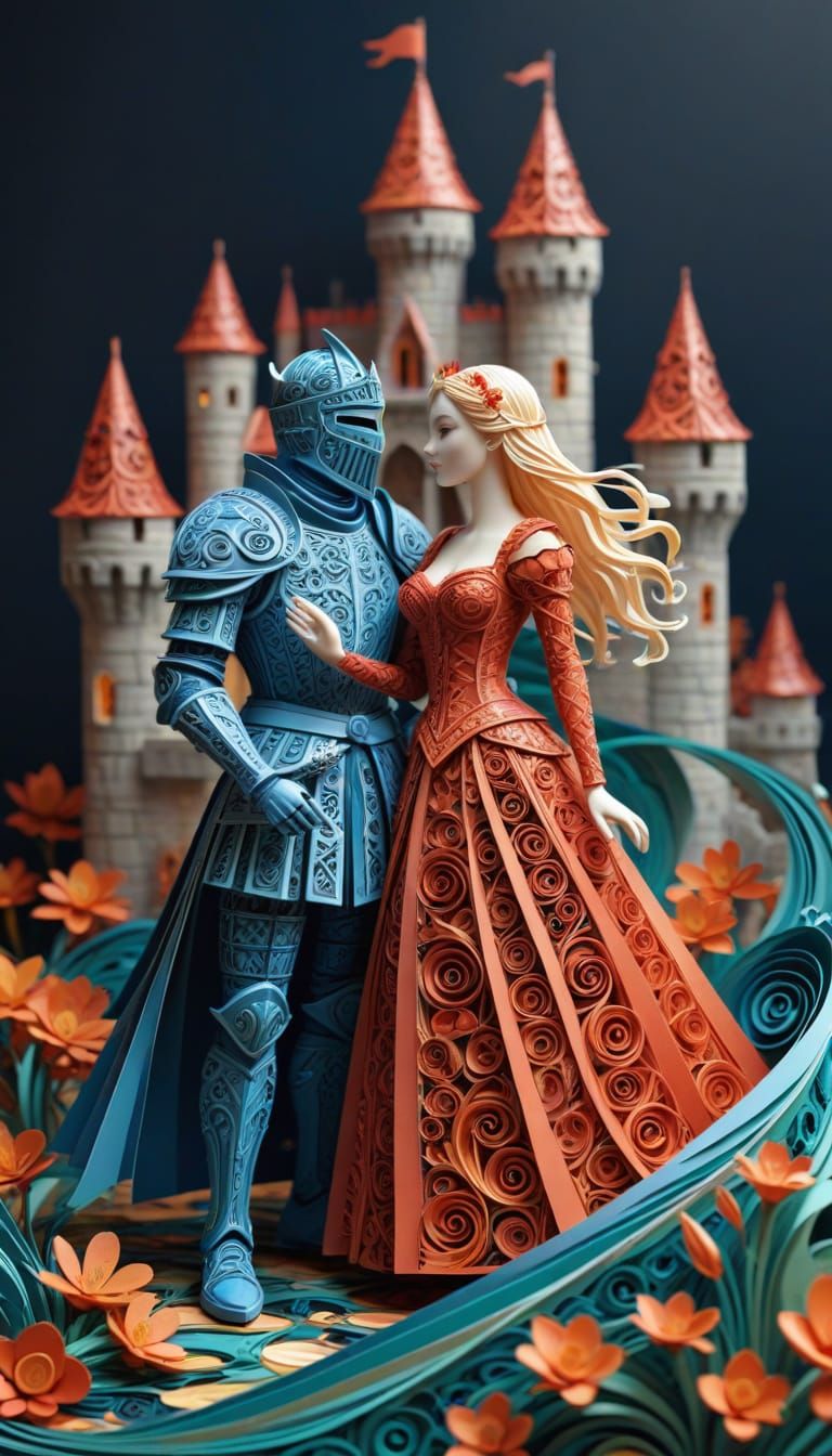 Medieval Knight Courts Maiden: Paper Quilling and Kirigami