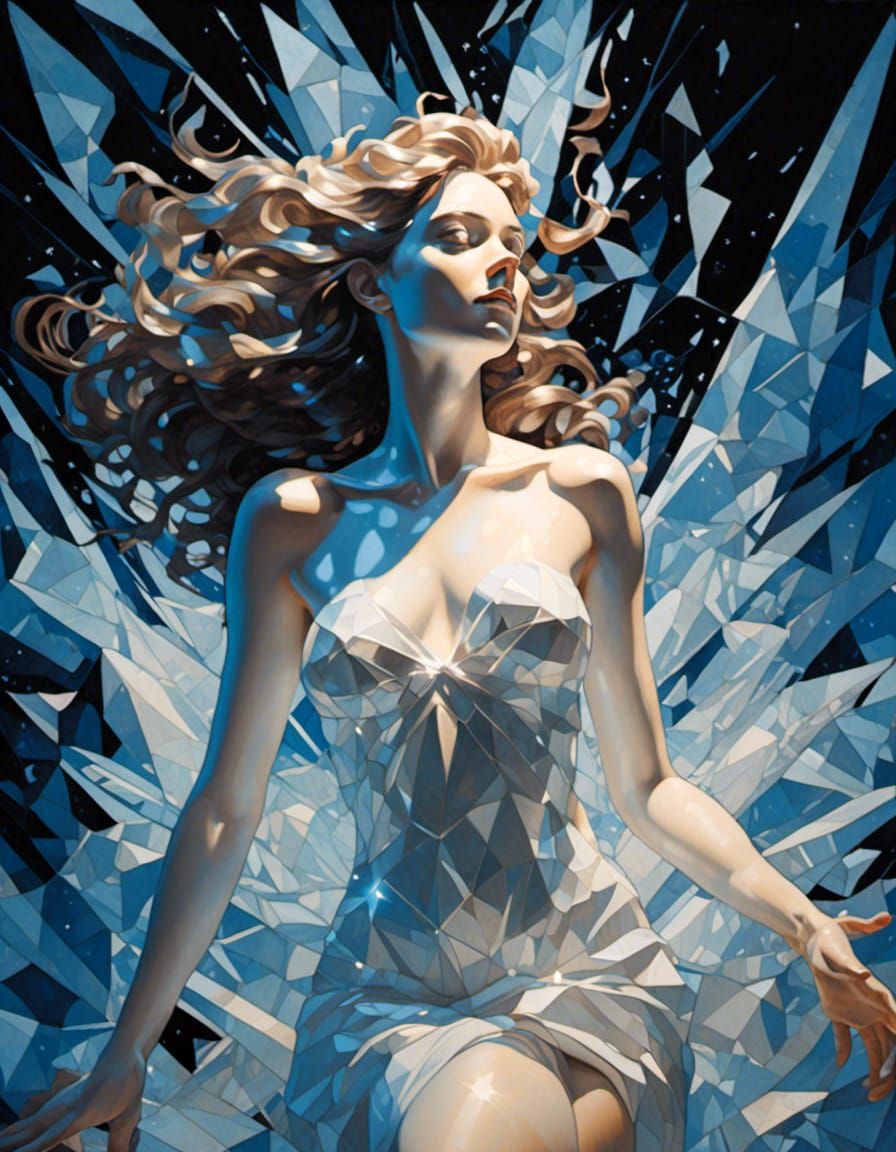 Prismatic Cubist Aphrodite Reaching for a Star