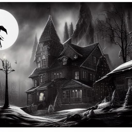 Christmas Horror Movie Poster in Detailed Matte Painting