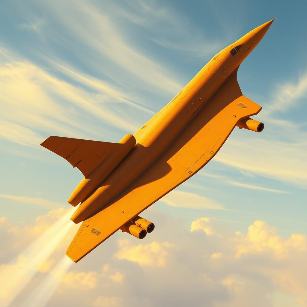 Majestic Golden Concorde Jet Sculpture by Master Artisan