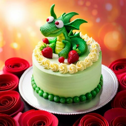 Cute Dragon with Enormous Dessert Delight