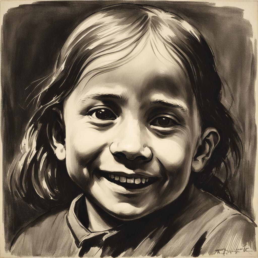 Smiling Girl in Expressionist Style