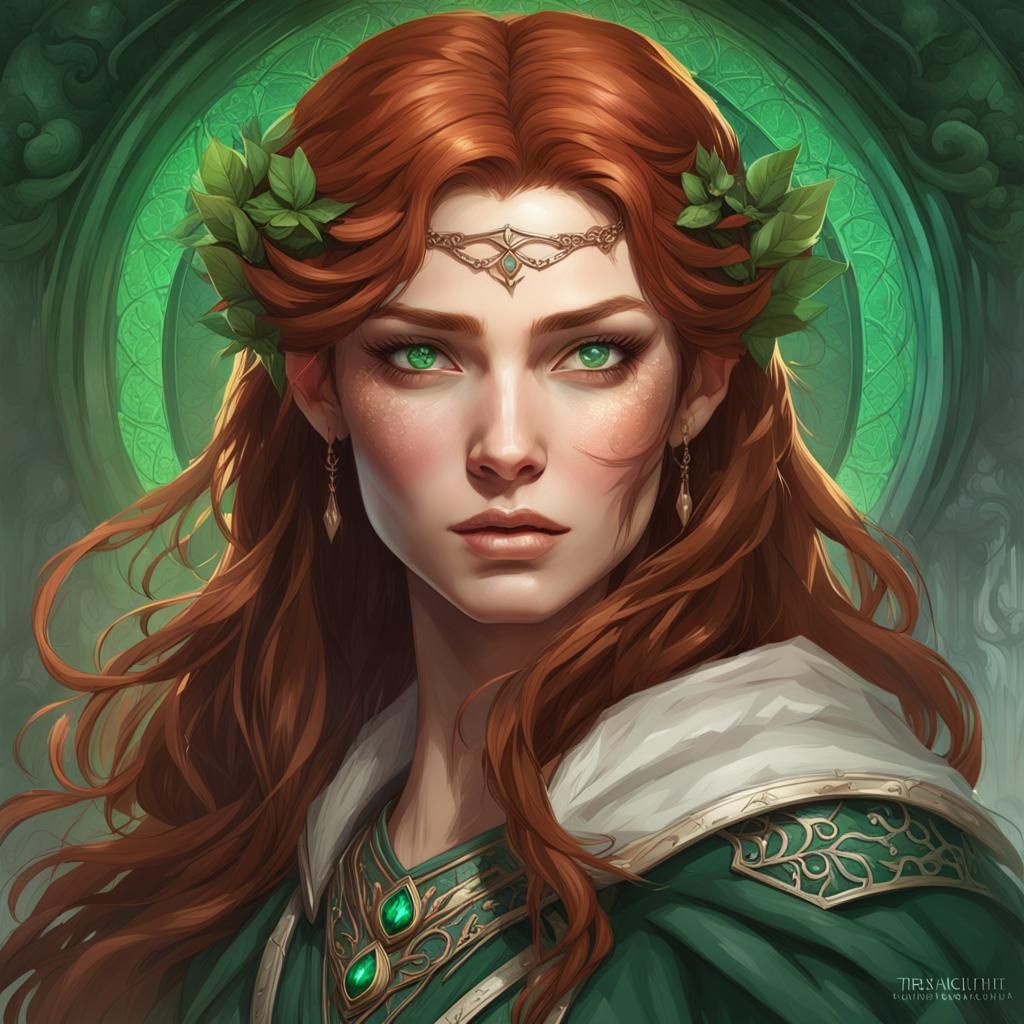 Elvish Princess Portrait in Art Nouveau Style