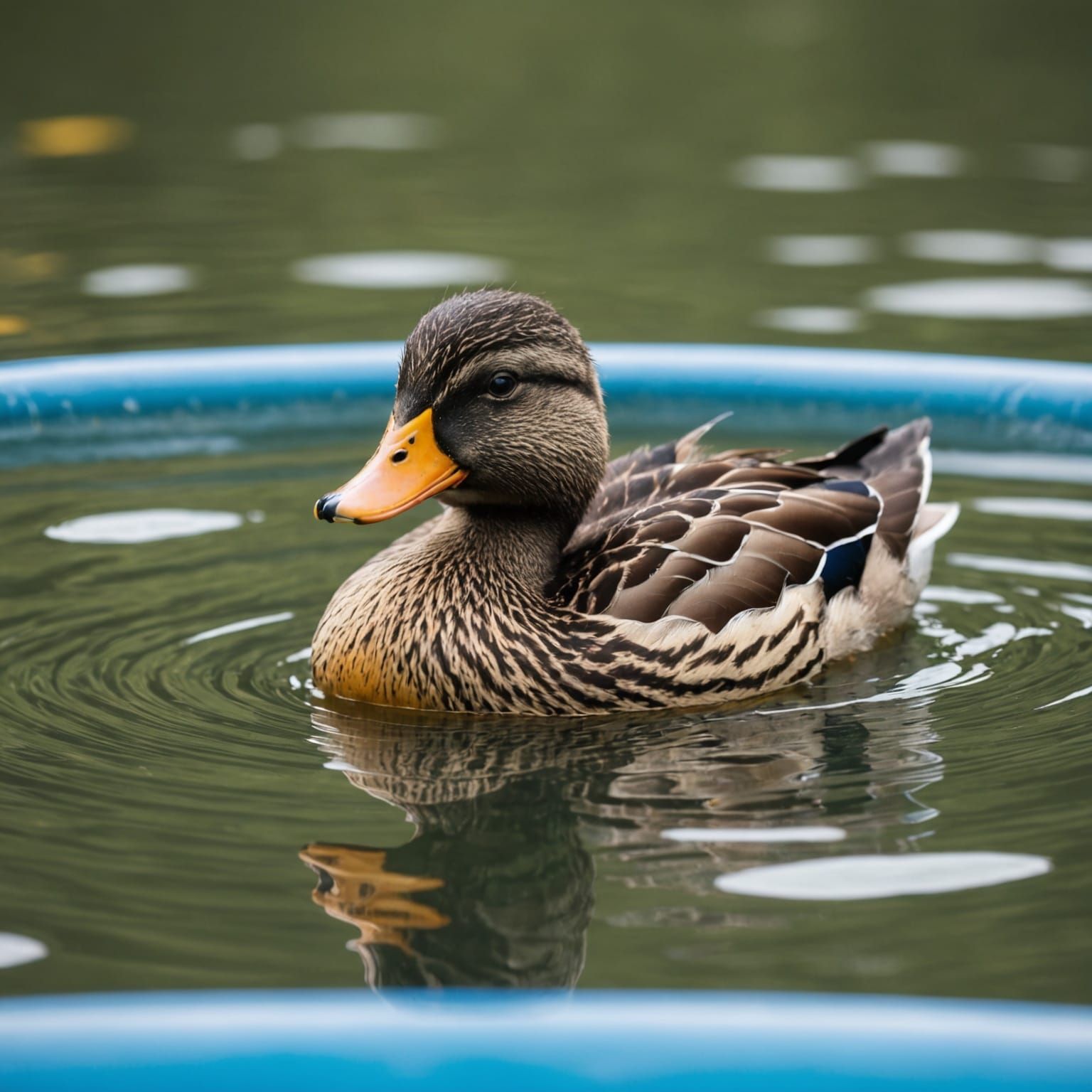 Cute Duck Swimming in a Pool
