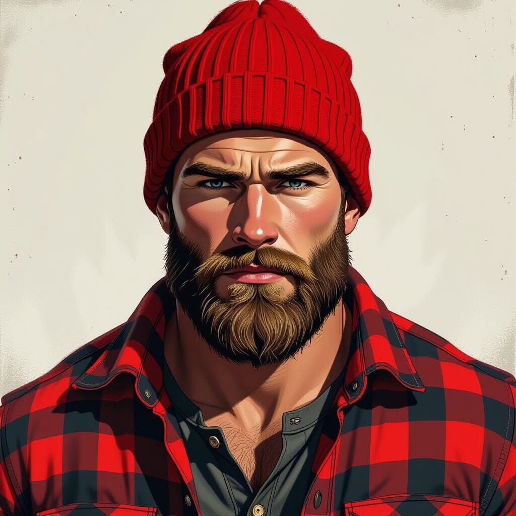 Gritty Lumberjack Portrait in Pulp Art Style