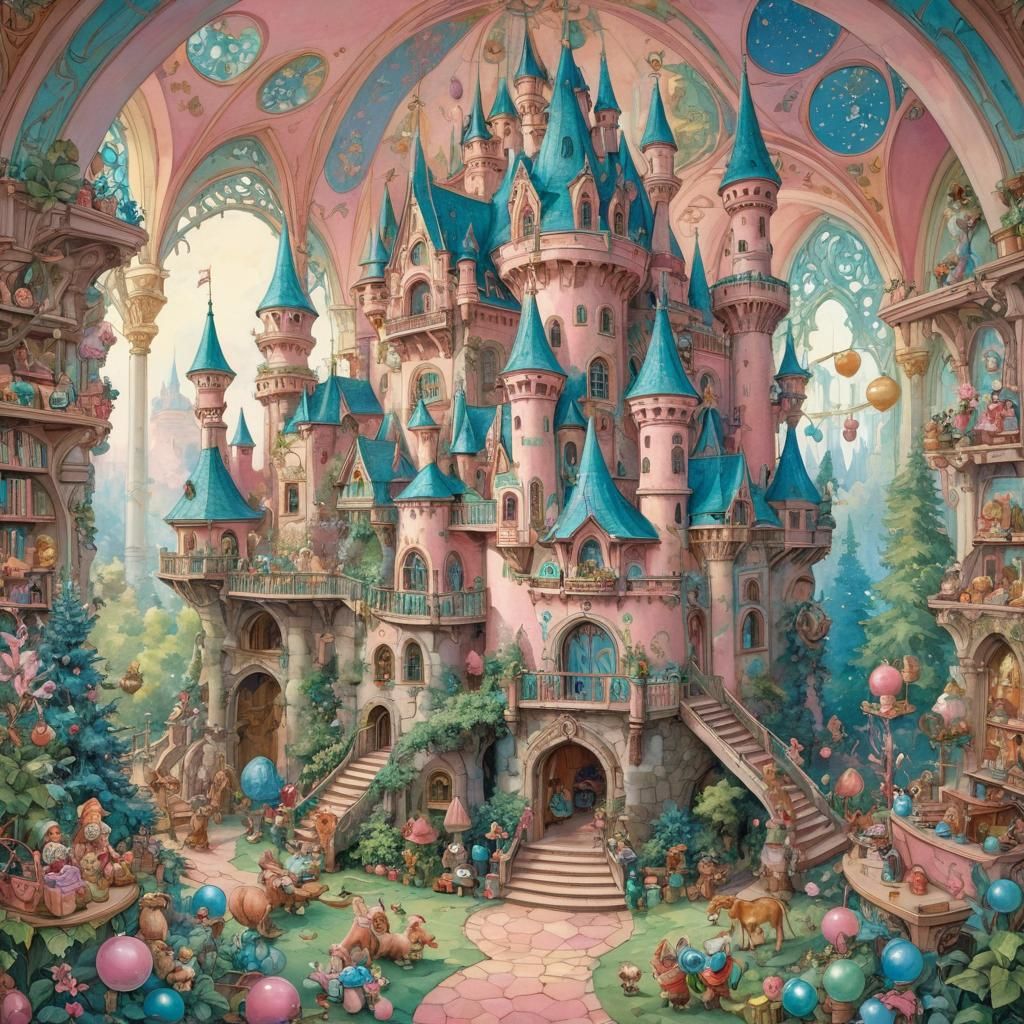 Santa's Workshop: A Fairy Tale Castle in Pastel Colors