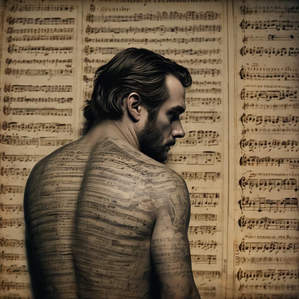 Beethoven's Ninth Symphony Tattoo: Cinematic Film Still