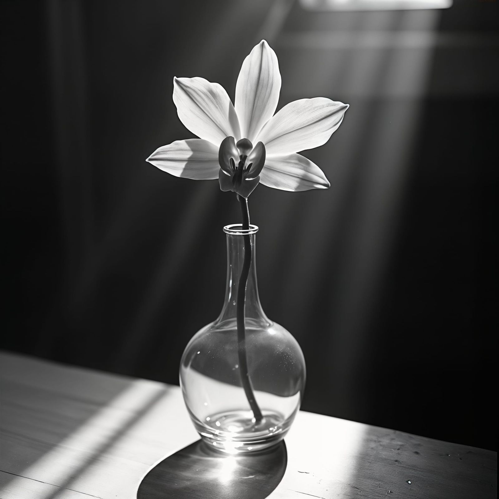 Monochrome Flower Still Life in Studio Lighting