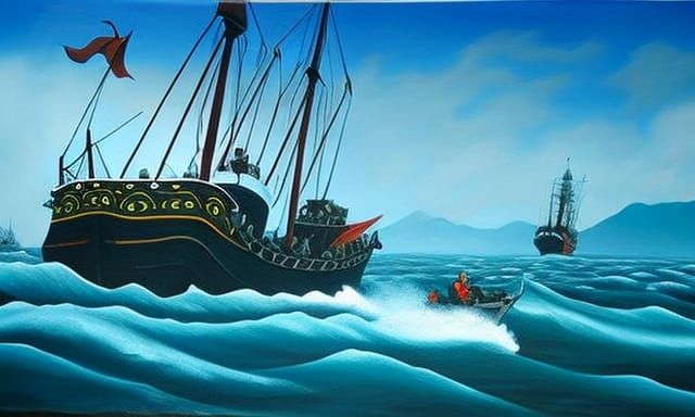 Kraken Attack Acrylic Painting on Canvas