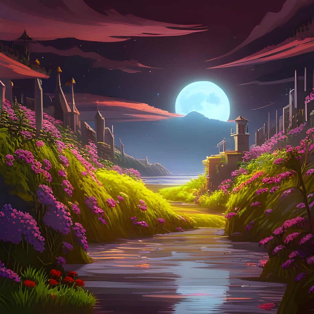 Magic land at nighttime