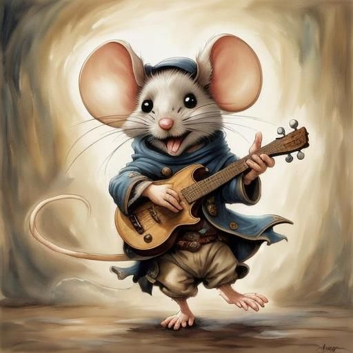 Adorable Mouse Sorcerer in Retro Spacecore Style