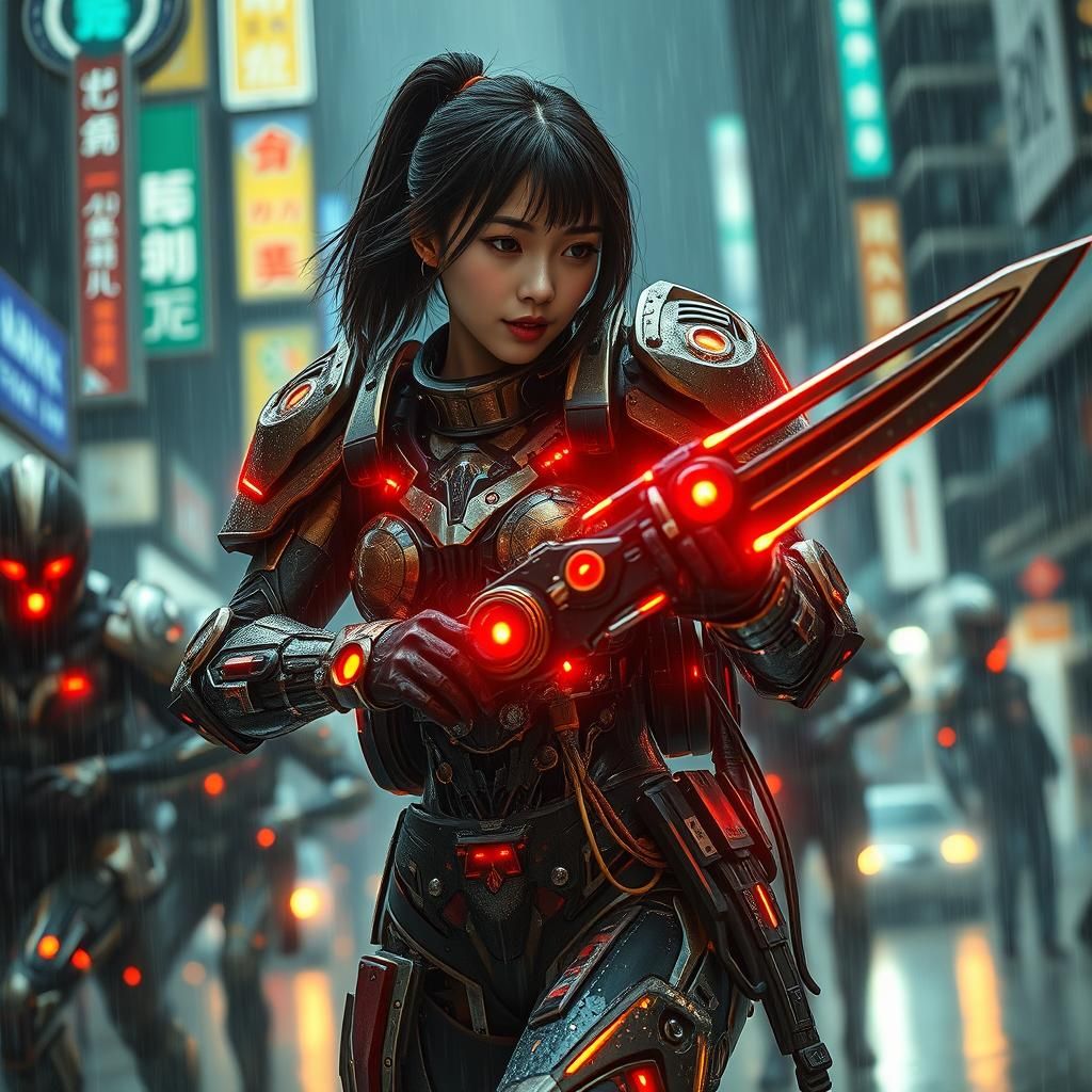 Cyberpunk Heroine in Ximending Battle
