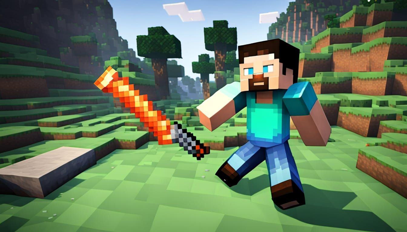 Blocky Minecraft Hero in a Green Shirt