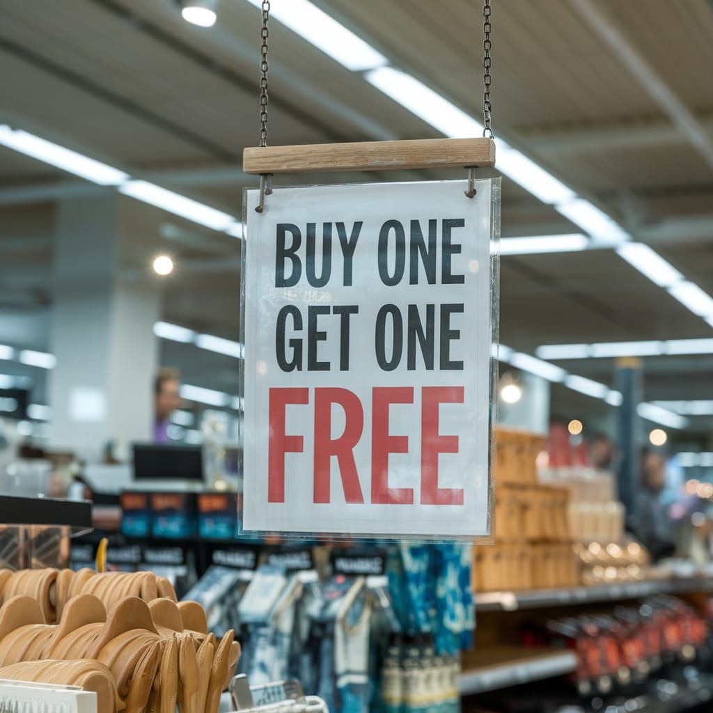 Free Gift Sign in Retail Store