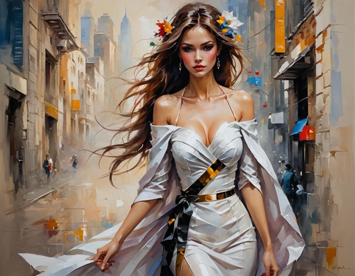 Glamorous Cyberpunk Goddess in Motion