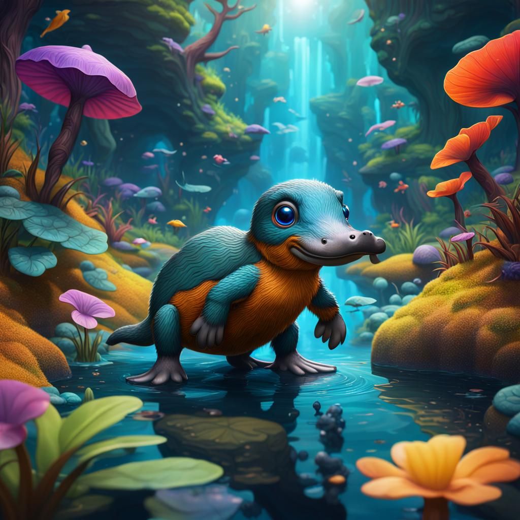Playful Platypus Navigates a Colorful World