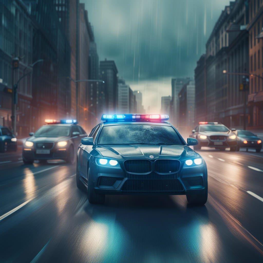 Dramatic Police Chase: Cinematic Digital Matte Painting