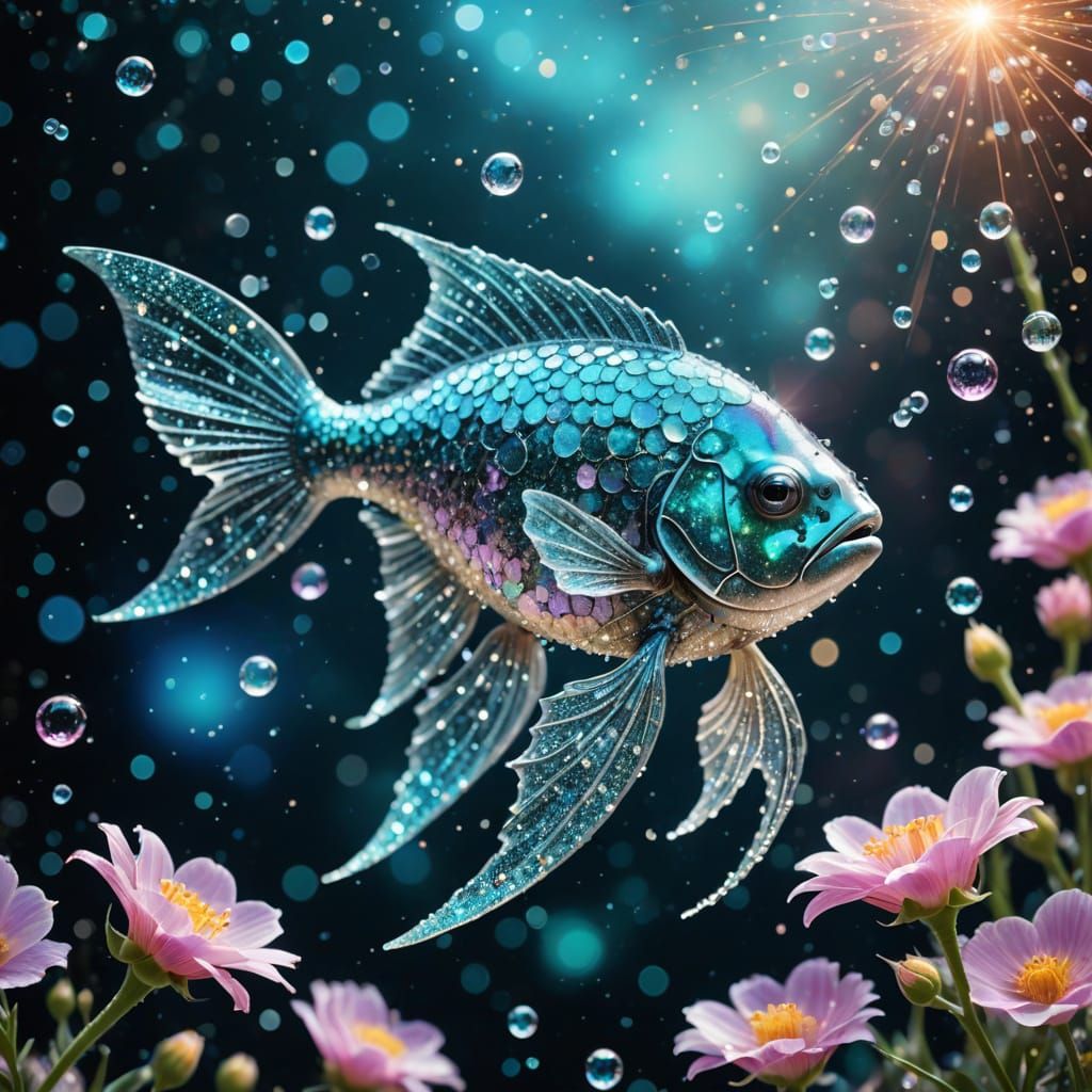 Ethereal Zodiac Pisces with Glittering Metallic Accents