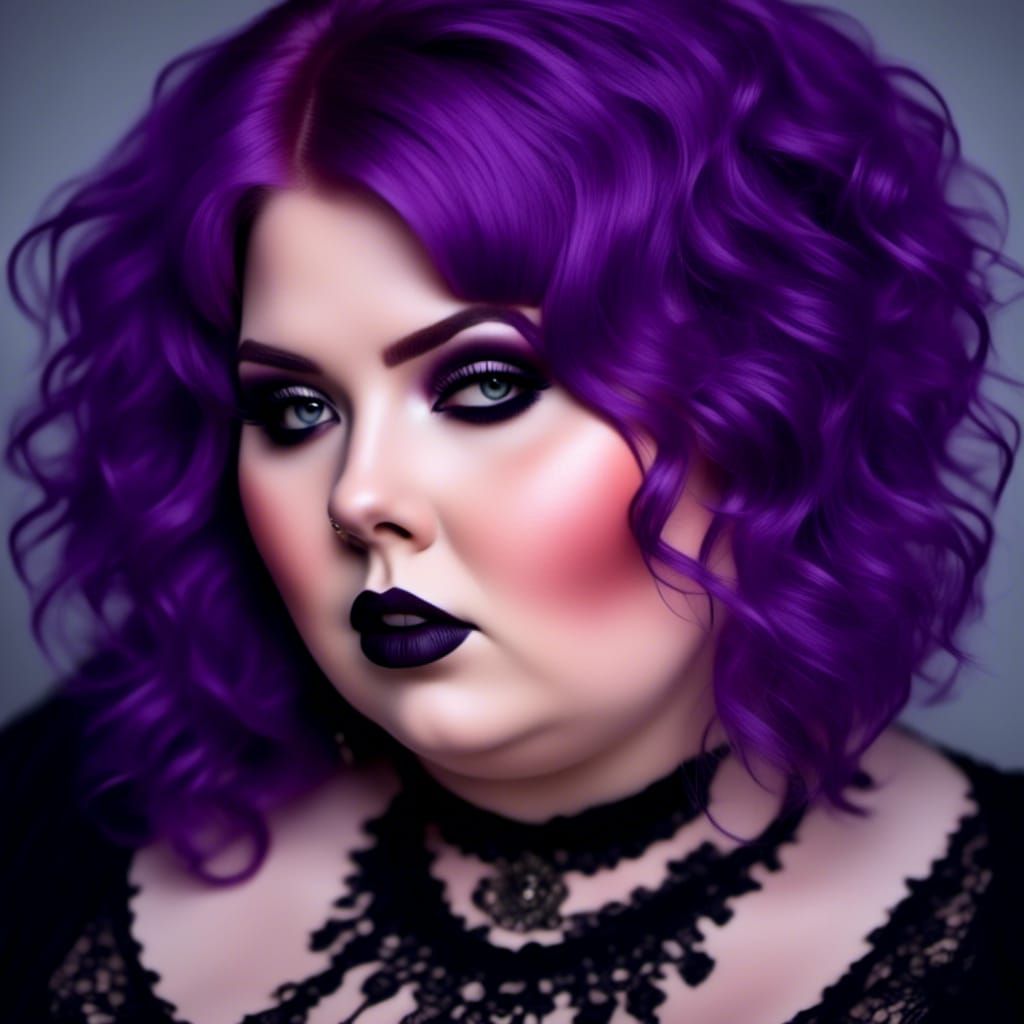Gothic Punk Woman with Purple Hair