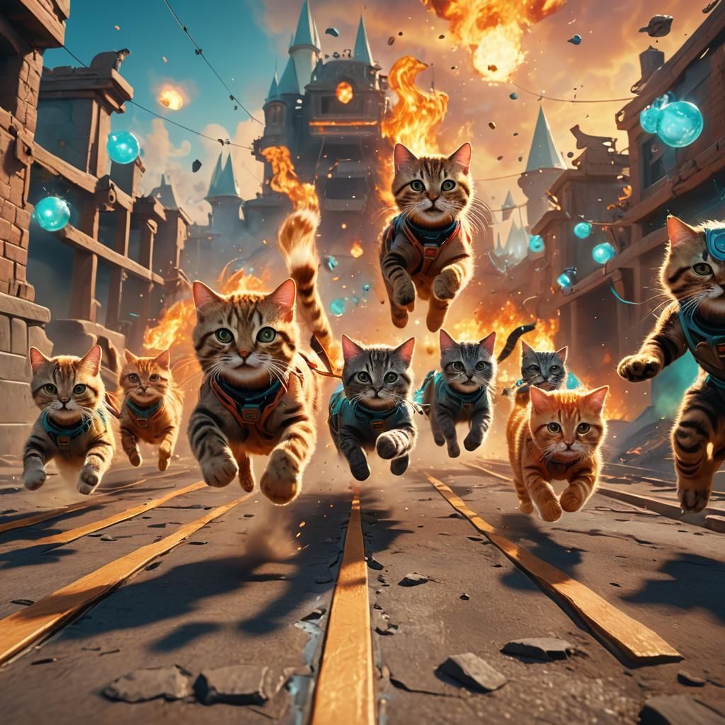 Cute Cats Race Through Fire, Concept Art