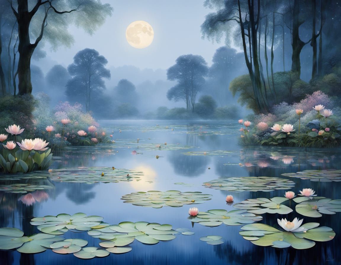 Moonlit Serenity in the Sapphire Garden