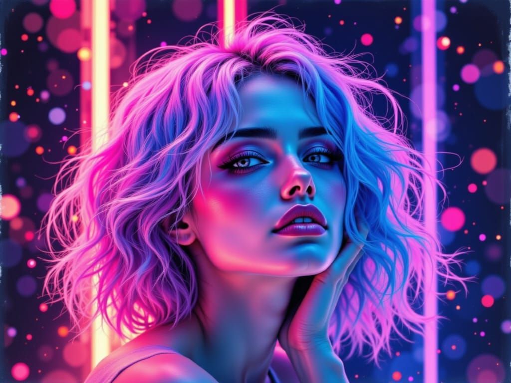 Dreams Emerge from Midnight Breeze in Soft Neon Hues