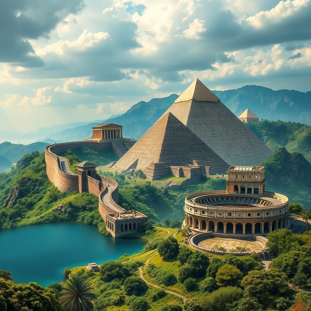 Ancient Wonders Unite in Epic Digital Painting