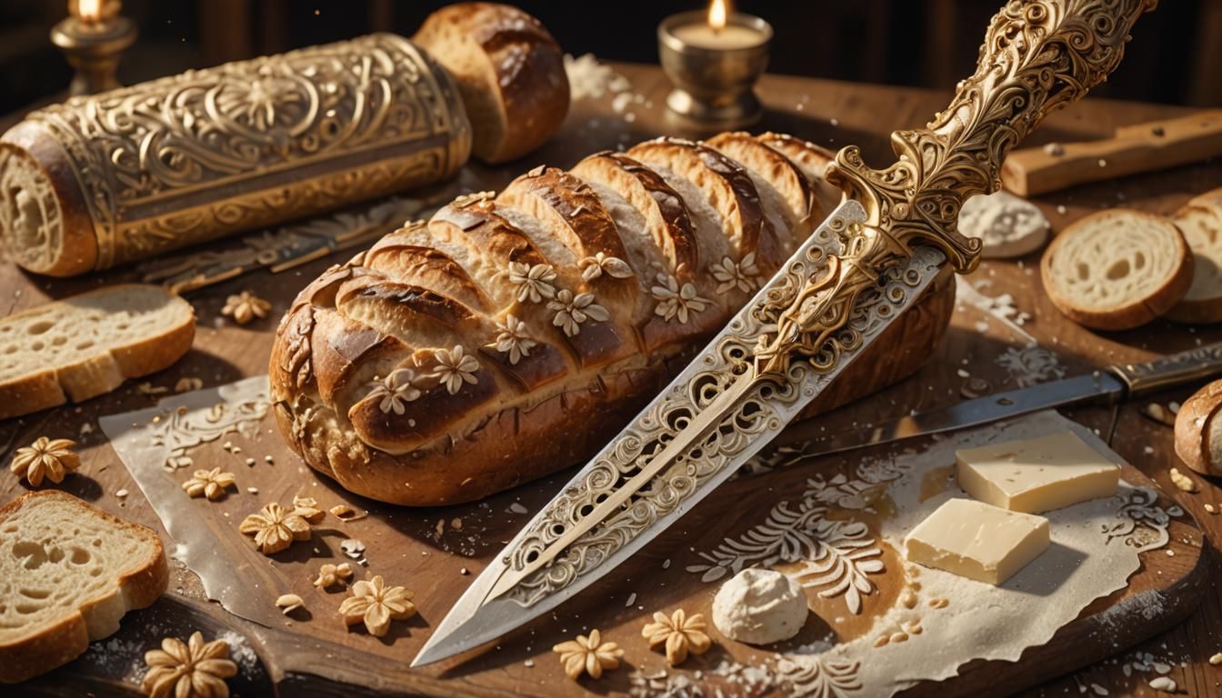 Elegant Baroque Switchblade for the Discerning Bread Artisan