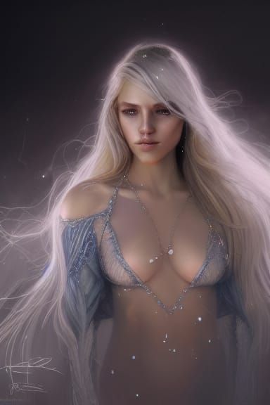 Silver Haired Enchantress Portrait in Hyperdetailed Style