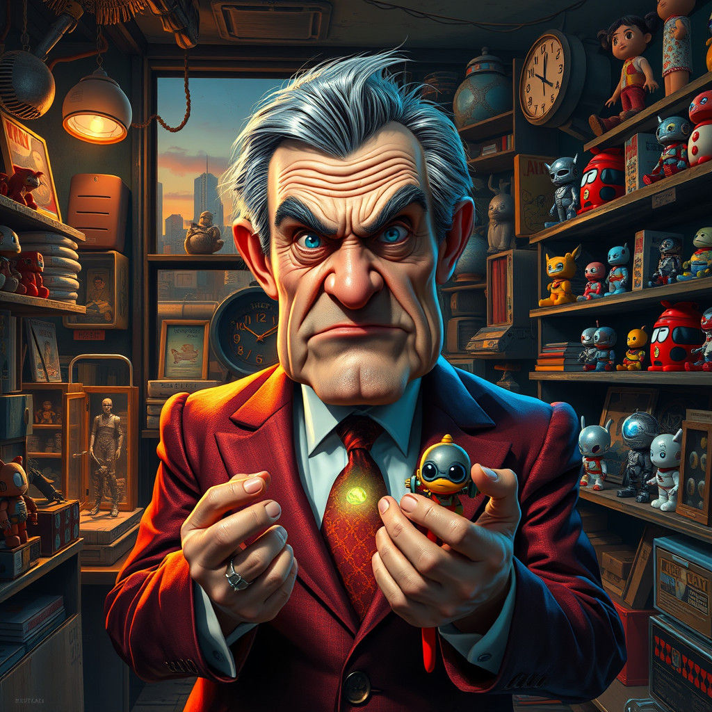 Greedy Man in Toy Store: Matte Painting Concept Art